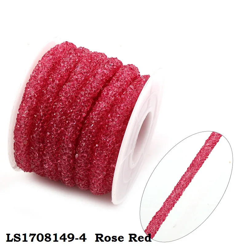 1 ярд, цветные полимерные полые Стразы для шлангов, шнур для браслетов DIY, аксессуары для ювелирных изделий, вечерние украшения для рукоделия - Цвет: rose red 1