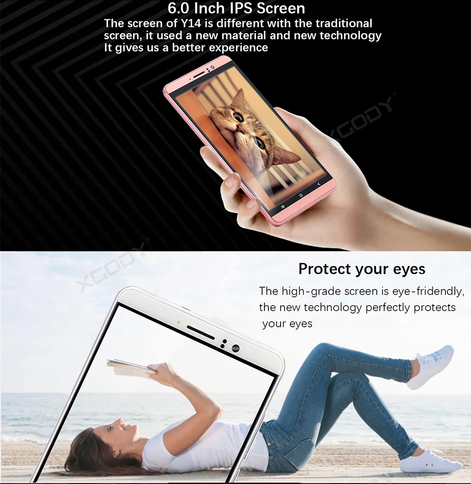XGODY 3g Dual Sim смартфон 6 дюймов Android 5,1 мобильный телефон MTK6580 4 ядра 1 ГБ Оперативная память 8 GB Встроенная память 2500 mAh Wi-Fi gps телефоны Celular