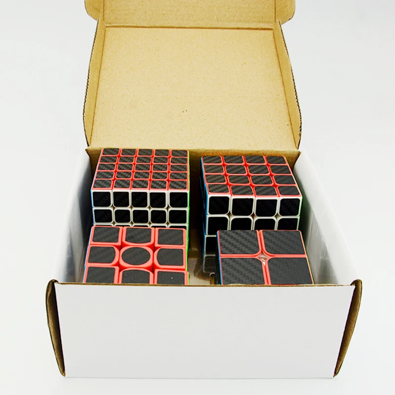 4 шт. Lefun Cube Sytle 2x2x2 3x3x3 4x4x4 5x5x5 Magic Cube матовый стикер меньше с черным углеродным волокном наклейки игрушки для детей