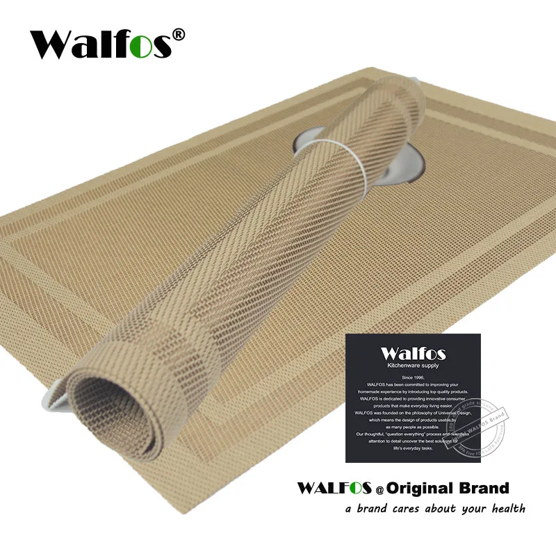 beige 30x45cm WALFOS 2 шт. столовые приборы модные ПВХ обеденный стол коврик диск колодки чаша подставки водонепроницаемые скатерти коврик Нескользящая накладка - Цвет: beige 30x45cm