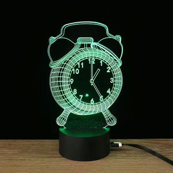 

Alarm clock Acrylic lamps 3D visual Nightlights USB energy saving LED Night Light creative Desk Reading Lamp for kids toys Lampe