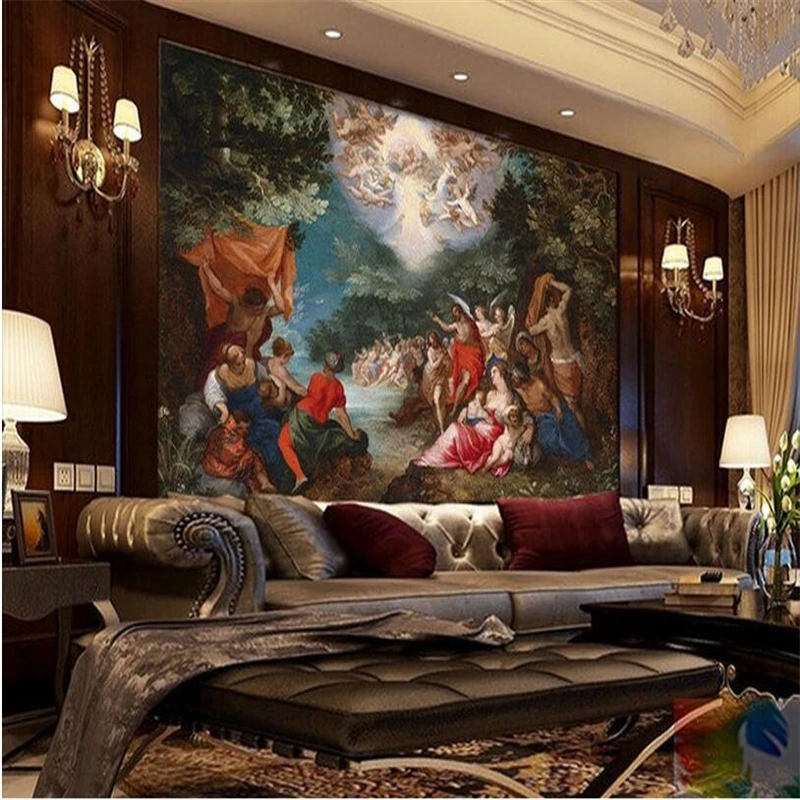 Beibehang papel де parede 3D на заказ Фреска шелковая ткань wallpaper-3d ангелы вокруг стен установка Христос обои с изображением святых для стен 3d