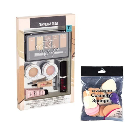 11 Pcs Contour and Sculpt Set Comes with 24 Pcs Assorted Cosmetic Sponges