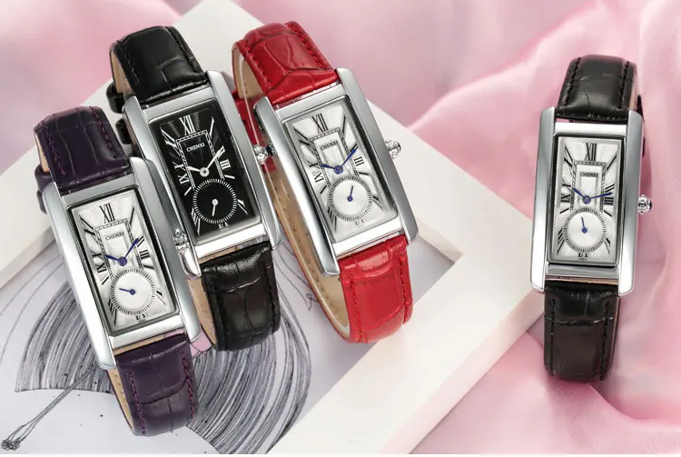 Модные брендовые женские кожаные часы CHENXI с прямоугольным циферблатом, женские повседневные часы, подарки, кварцевые наручные часы