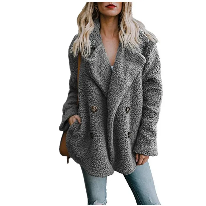 oversize fleece faux fur casual women jacket coat 2018