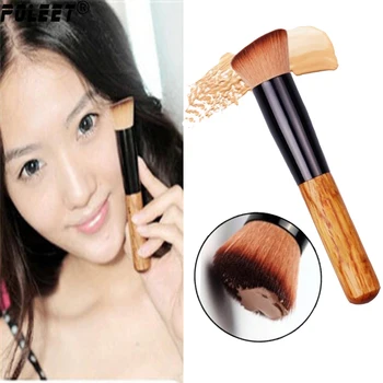 

Free Shipping Makeup brushes Powder Concealer Blush Travel Cosmetic Brushes Contouring Fan Tools Soft Fiber Angled Flat Top