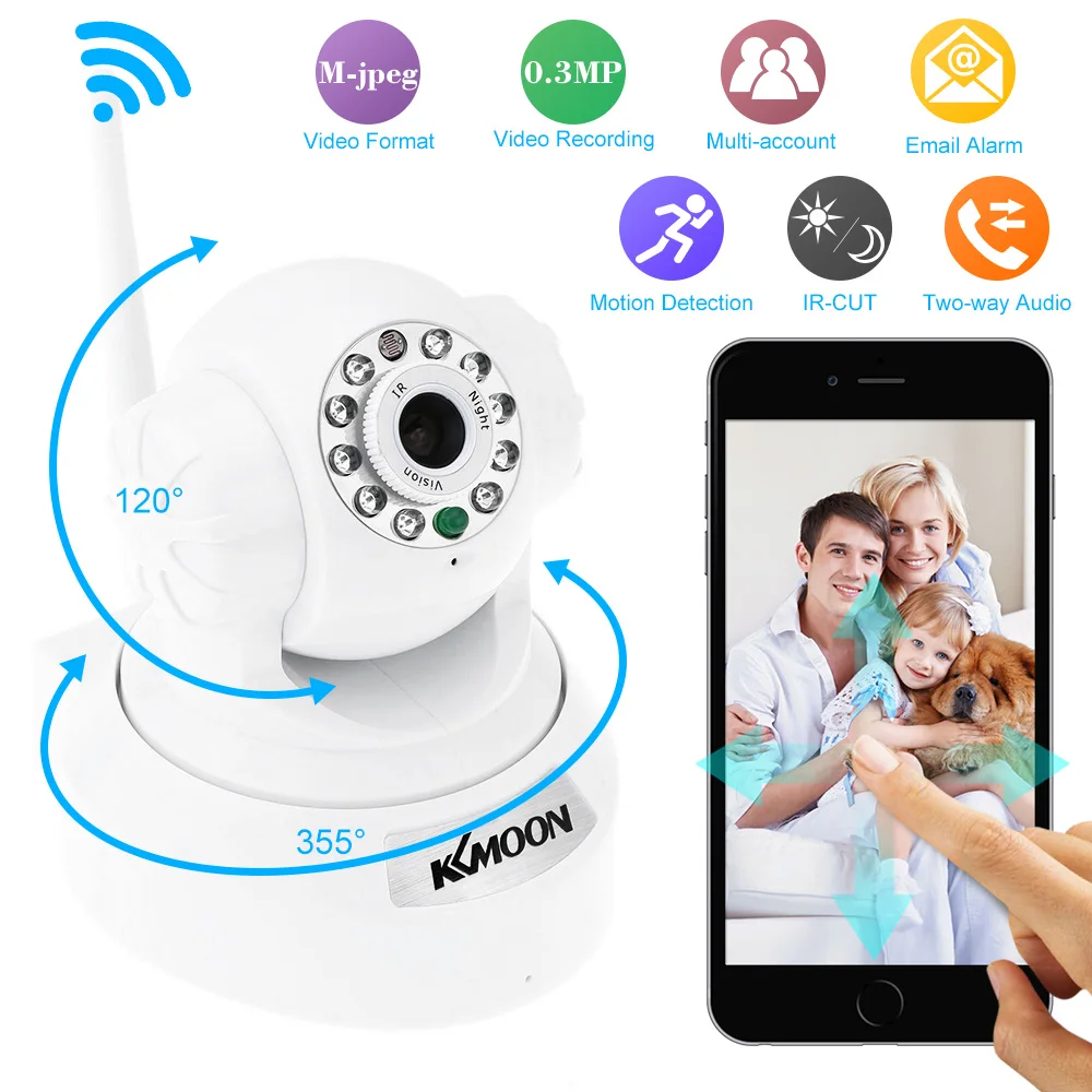 KKmoon Onvif Wireless IP Camera Mini Home P2P Wifi Camara PnP Pan Tilt IR Cut Night Vision Network IP Webcam Surveillance Camera KKmoon Onvif Wireless IP Camera Mini Home P2P Wifi Camara PnP Pan Tilt IR Cut Night Vision Network IP Webcam Surveillance Camera