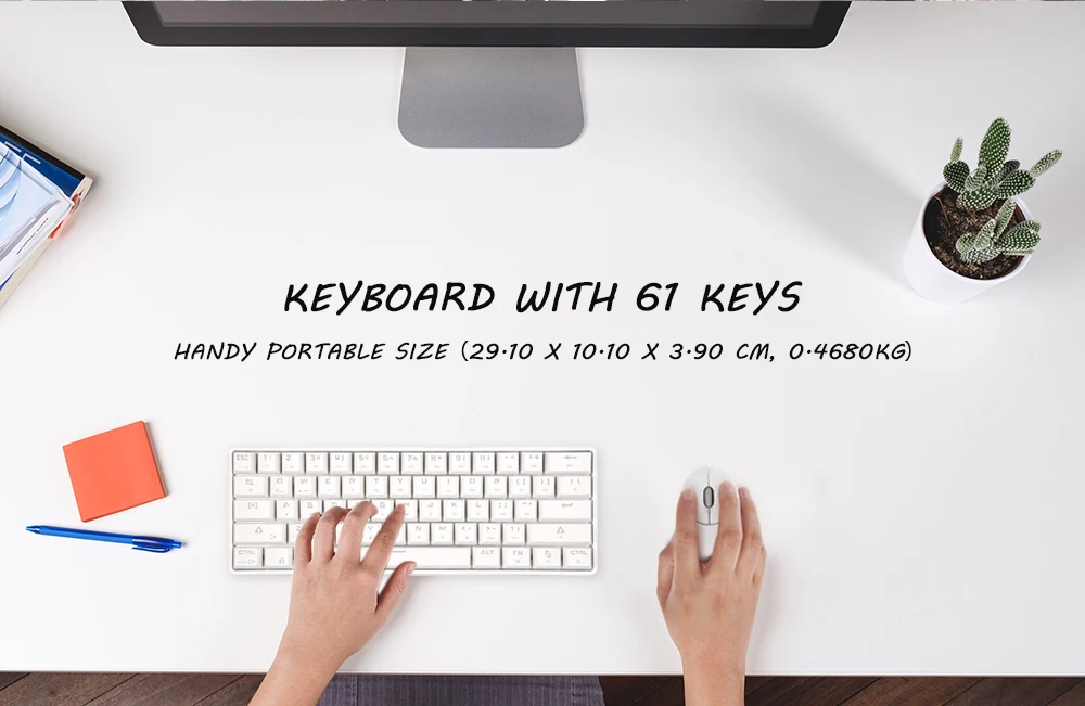 DK61 Desktop Wired Wireless Blue Switch 61 Keys Keyboard RGB Backlight for Home Game Office