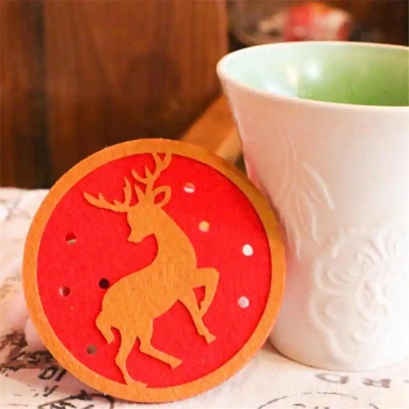 1 pc Christmas Coffee Table New water Coaster Insulation Pad Coaster Doily Diameter 10cm #2o31  (19)