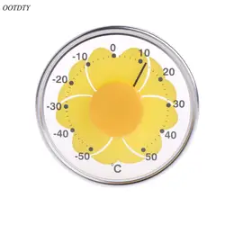 OOTDTY 3 дюймов желтого цвета с цветочным принтом на термометр с прозрачным корпусом круглое окно висит Температура