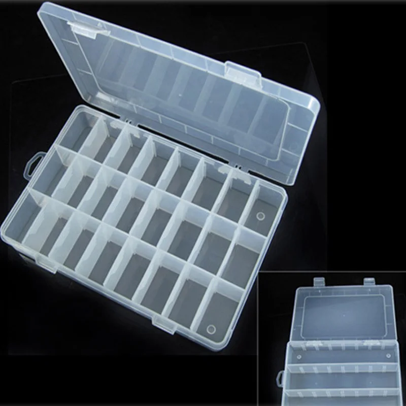 Boutique jewelry storage Adjustable Plastic 24 Compartment Storage Box