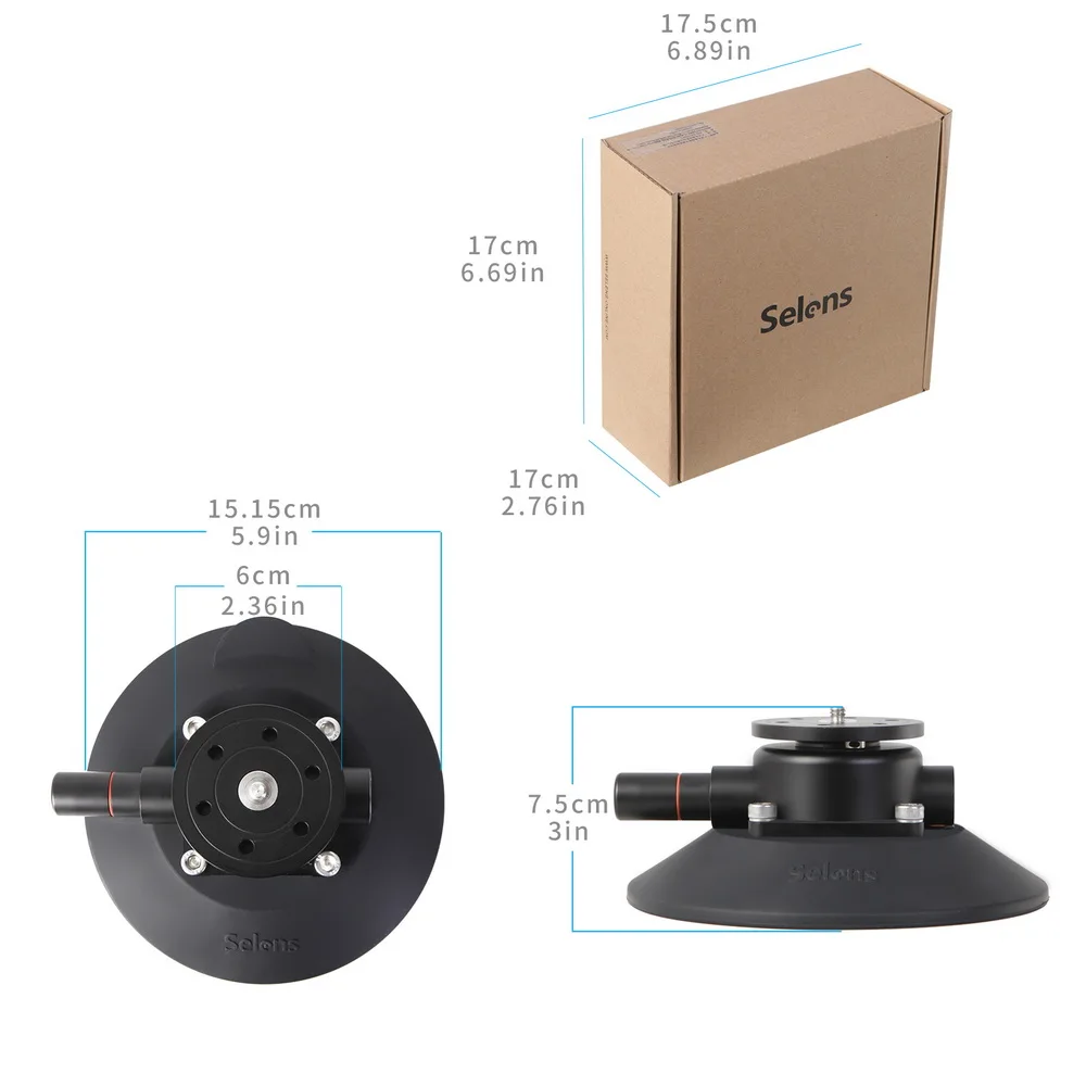 Selens 5,9 pulgadas Power Grip ventosa de vacío sistema de montaje de cámara para cámara DSLR Video teléfono inteligente Gopro - 6