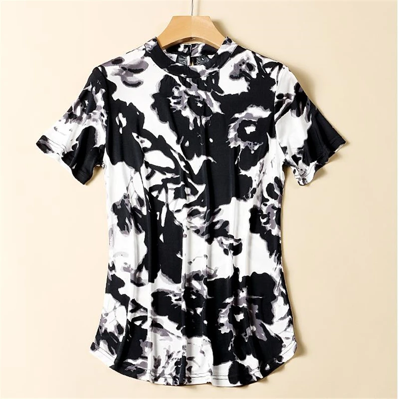 

Woman Summer Plus Size 96% Silk Shirts Female Oversized Thin Silk Hedging Blouse Women Breathable Silk Camisa Lady Slim Chemise