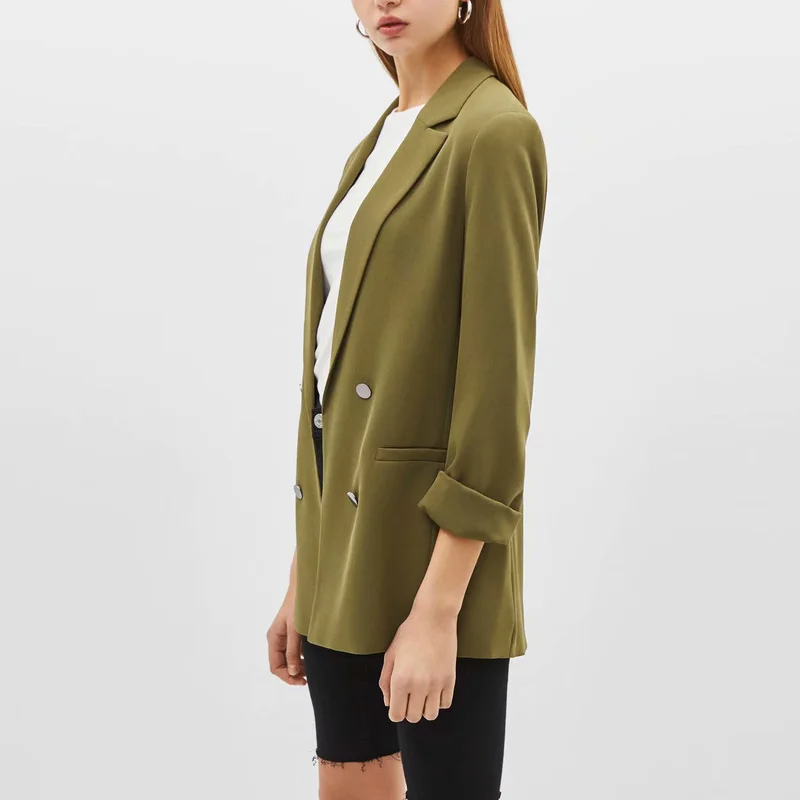 

Za 2019 Fall New Women Casual Suit Double-breasted Jacket Womens Blazers BM2193