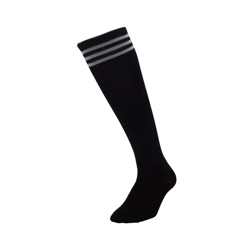 Тонкие носки для футбола, однотонные, весна-лето, Полиэстер, Хлопок, для взрослых, длинные гольфы, три полоски, уличные футбольные носки - Цвет: Black White