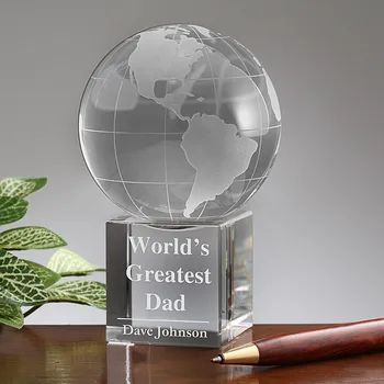 

Personalized Premium Crystal Globe Award Paperweight World's Greatest Trophy