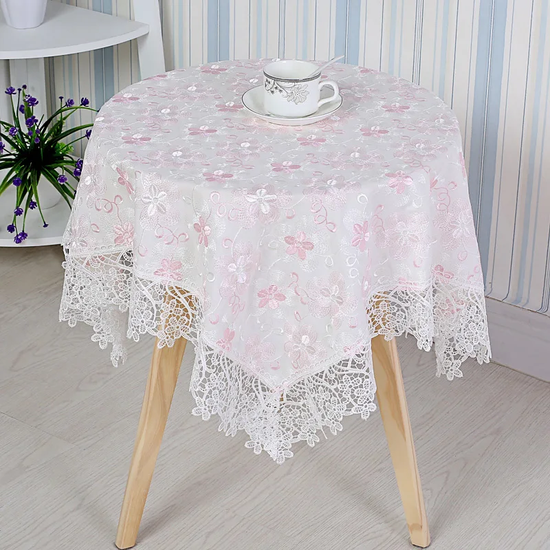 

Modern Water-soluble Lace Tablecloth Square Coffee Table Refrigerator Bedside Cover Cloth Dust Tapete Towel Christmas Wedding