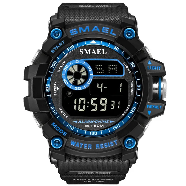 Мужские спортивные часы от известного бренда, роскошные мужские военные армейские часы, цифровой светодиодный, электронные, водонепроницаемые мужские наручные часы, мужские SMAEL - Цвет: blue
