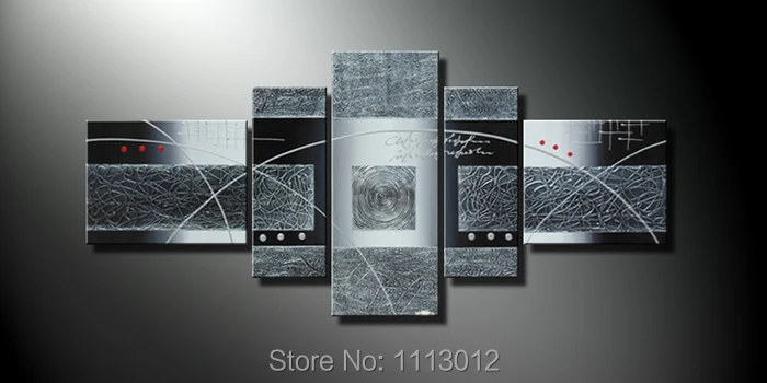 

Gray Abstract Flower Line Oil Painting On Canvas High Quality 5 Pcs Sets Home Modern Wall Art Decoration For Living Room Sale
