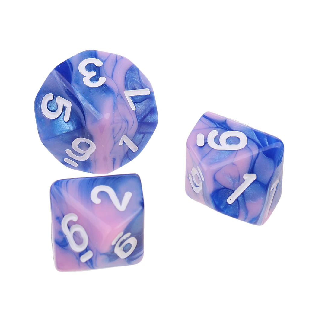 10pcs 10 Sided D10 Polyhedral Dice Double Color for DND RPG MTG Board Game Accessories
