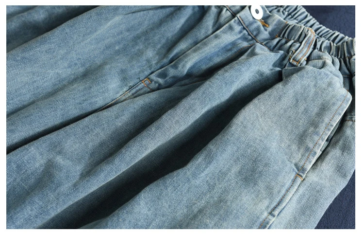 2019 New Women Loose Jeans Casual Denim Harem Pants Plus Size Elastic Waist Washed Jeans Trousers 7