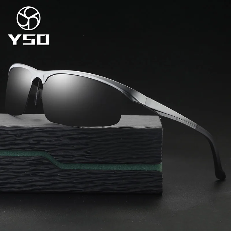 YSO солнцезащитные очки Для Мужчин Поляризованные UV400 алюминиево-магниевым так рамки солнцезащитные очки для вождения очки без оправы аксессуар для Для мужчин 8626