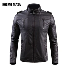 KOSMO MASA коричневая мотоциклетная повседневная куртка из искусственной кожи для мужчин, осенне-зимняя куртка из искусственной кожи для пилота, мужская кожаная куртка больших размеров MF016
