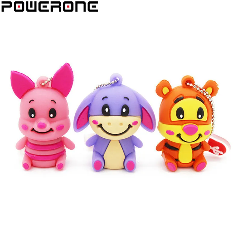 

POWERONE Cute winnie bear pen drive Tigger Donkey usb flash drive animal pendrive 4GB 8GB 16GB 32GB 64GB cartoon memory stick