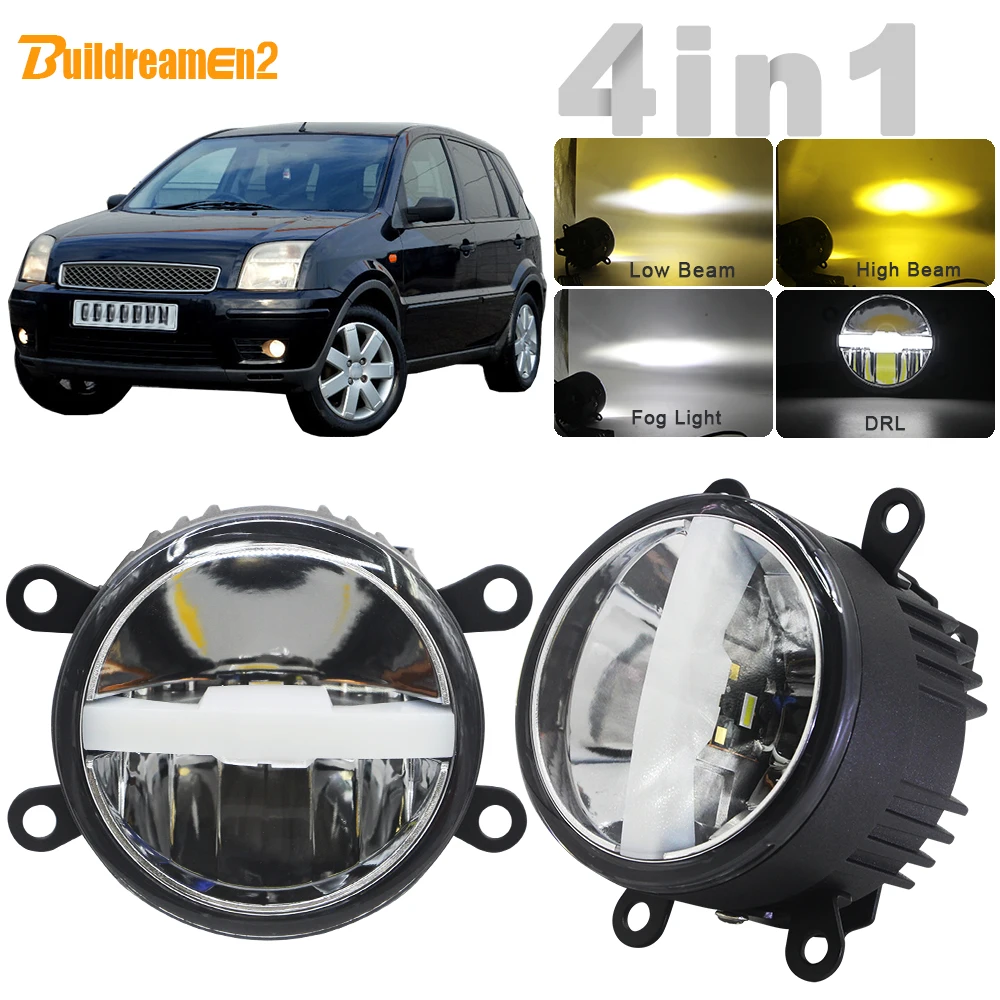 

30W Car LED Fog Lamp Headlight High Low Beam DRL + Harness Wire 12V For Ford Fusion Estate JU 2002 2003 2004 2005 2006 2007 2008