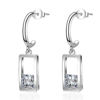 

XIYANIKE 925 Sterling Silver Trendy Elegant Geometric Earrings Handmade Zircon Small Drop Earring Women Jewelry Rhinestone