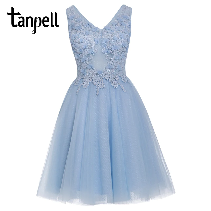 sky blue knee length dress