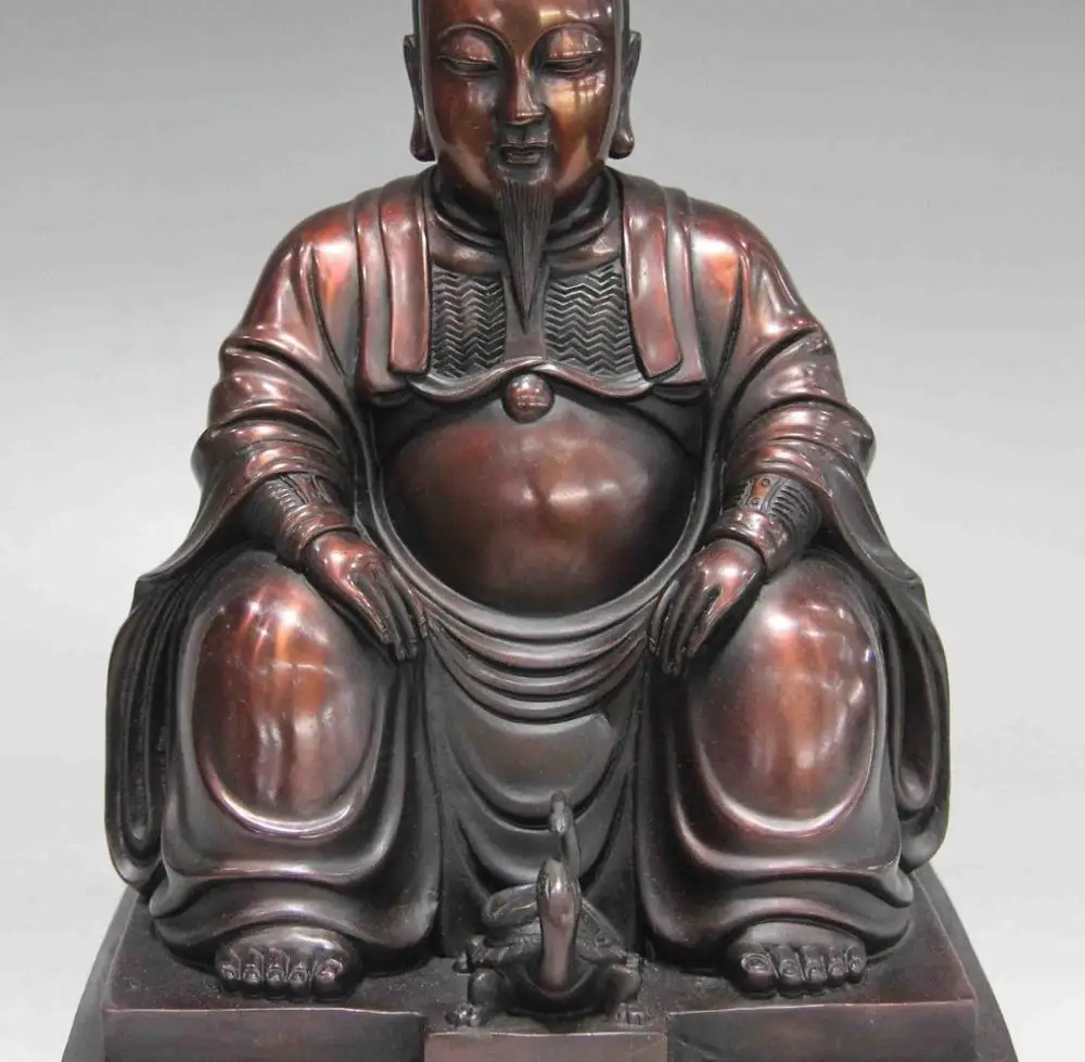 

10 Chinese Temple Red Copper Bronze Xuanwu Emperor Great basaltic Buddha Statue