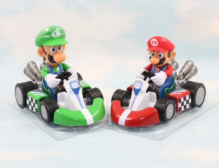 

Classic Game Super Mario Bros Action Figures Kart PULL BACK Cars Mario/Luigi Free shipping Retail
