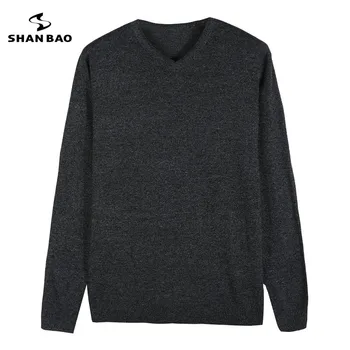 

2018 autumn and winter new men's fashion Slim V-neck solid color cotton sweater soft and comfortable multi-color casual sweater