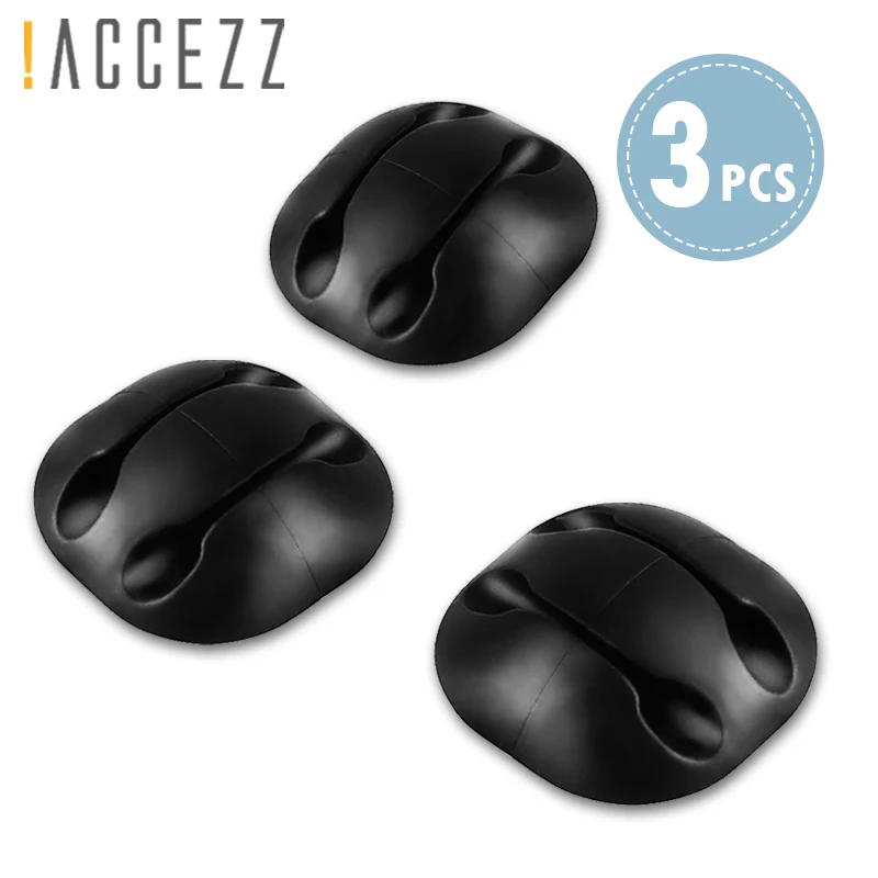 

!ACCEZZ 3Pcs/Lot USB Cable Organizer Silicone Wire Winder Flexible Management Clips Holder For Mouse Earphone Headset 2 Slots