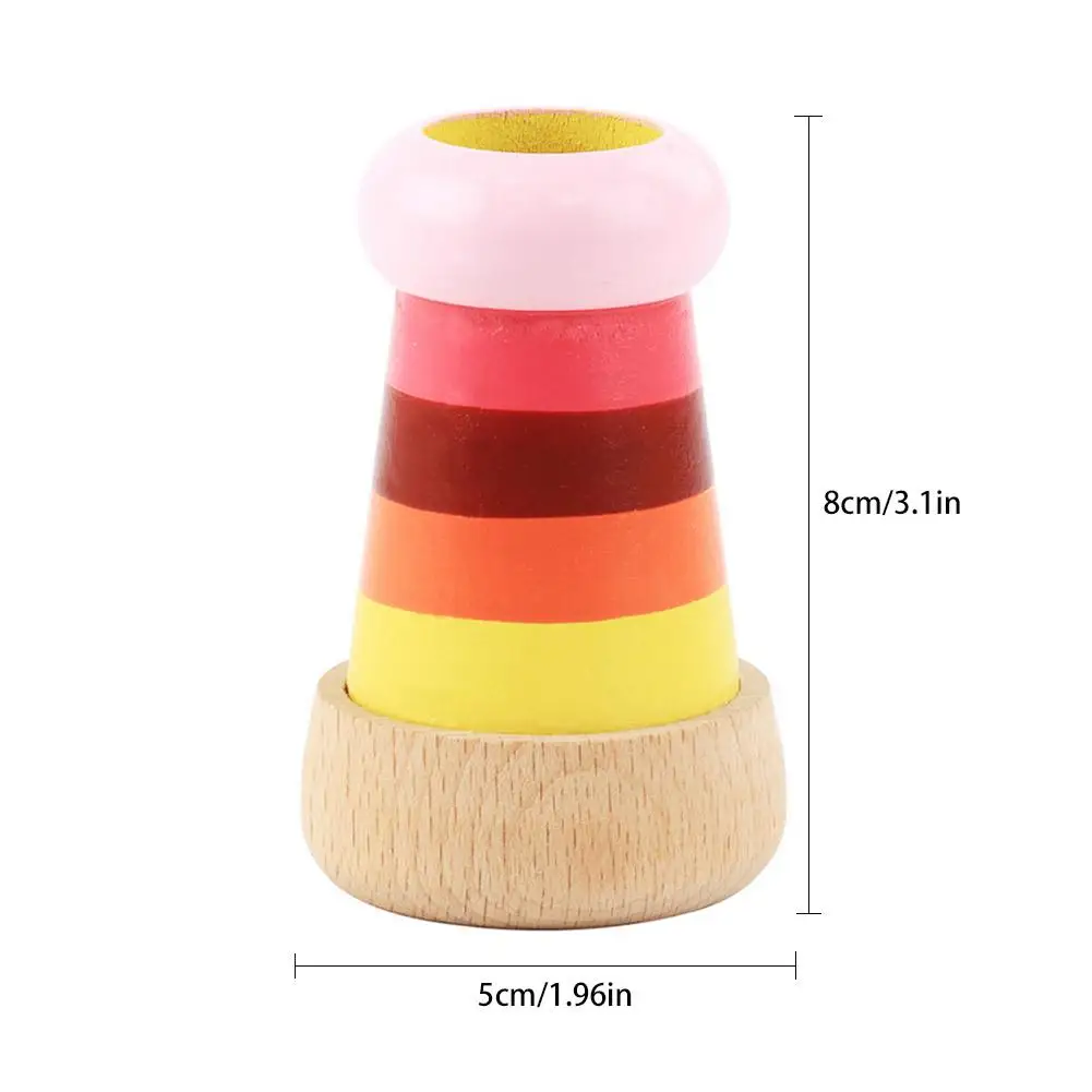 Wooden Mini Kaleidoscope Children's Polygon Rainbow Wooden Toys Puzzle Early Education Infants Grasping Prism Toy For Children