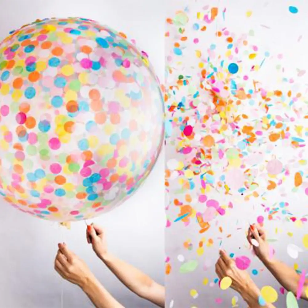 

36" Round Confetti Balloons Latex Balloons Filled with Colorful Crepe Paper for Wedding Party Decorative