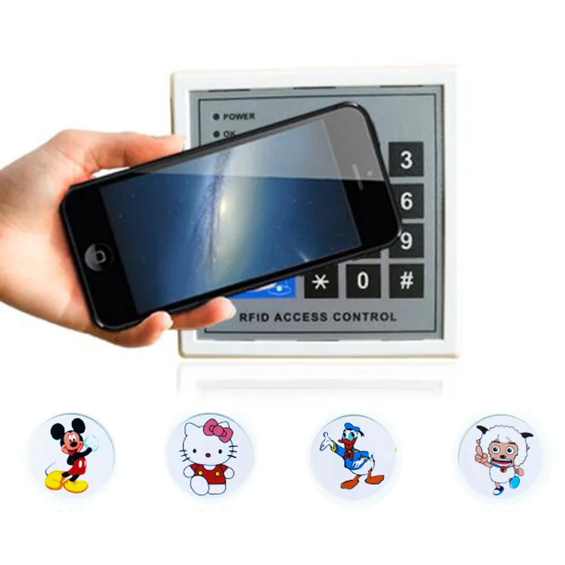 

4 pcs/lot RFID 125Khz T5577 EM4305 Stickers Writable Anti Metal Interference Copy Tags Proximity Cards Label For Mobile phone