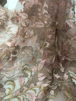 

3D big flower embroidery tulle mesh lace fabric SYJ-71516 with top quality for wedding dress fast shipping 5 yards