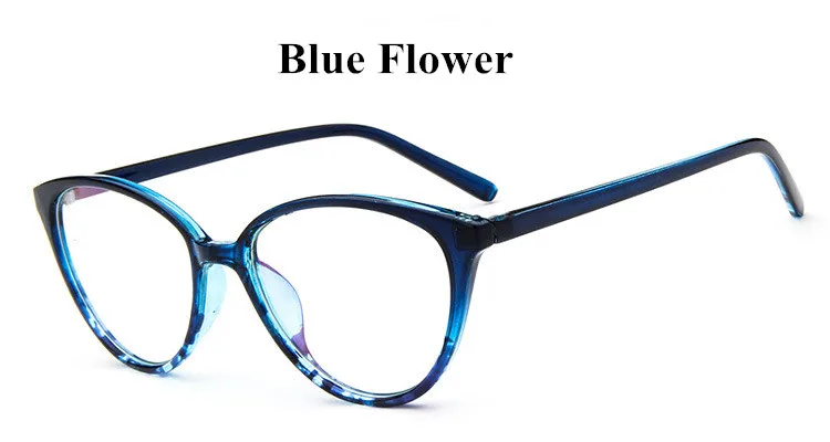 Модные женские очки кошачий глаз, оправа для мужчин, оптическая оправа, ретро очки, компьютерные очки, прозрачные очки oculos - Цвет оправы: Blue Flower