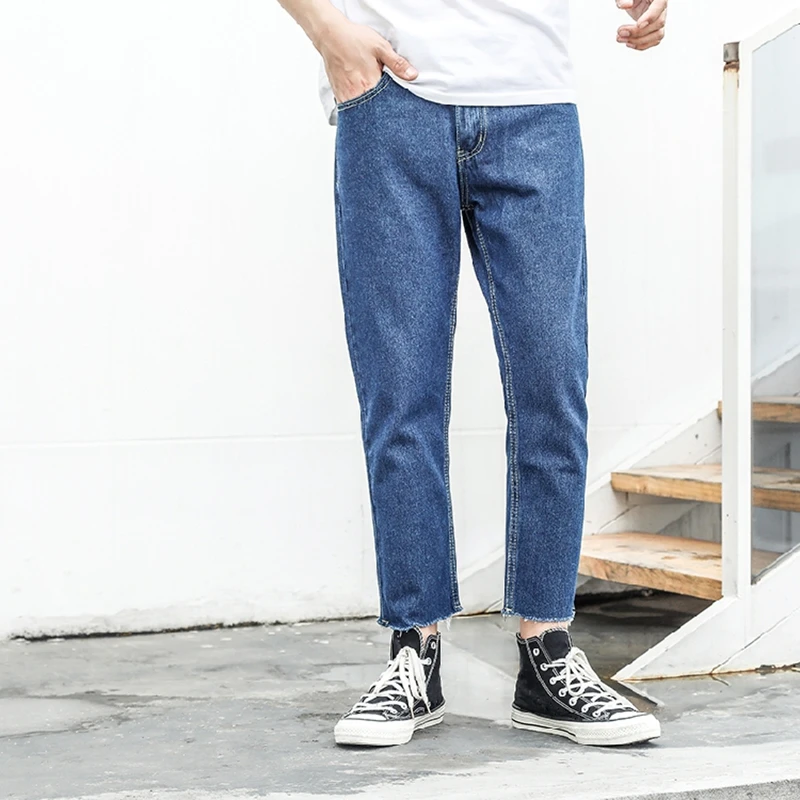 

Young Man Burs Denim Harem Pants Men Streetwear Washed Jeans Ankle-length Pant Personal Spring Summer 2019 New Male Clothing