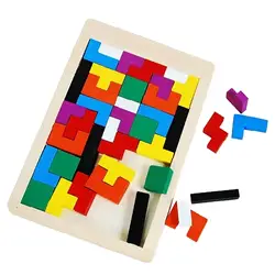 Besegad красочные деревянные пазл для тренировки мозга Игрушки Тетрис образовательная разведка игры игрушки для детей Детские