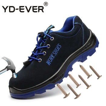 

YD-EVER plus size Men Breathable Steel Toe Safety Shoes with Puncture Proof Mid sole Slip Resistance Light Weight Work Boot