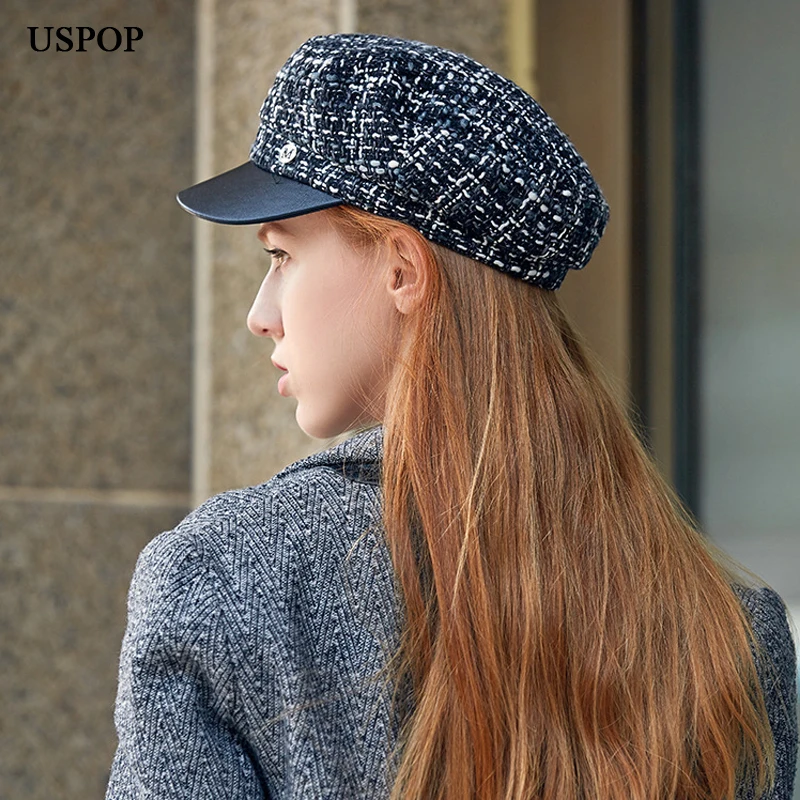 USPOP 2019 горячие для женщин Весенняя шляпа Мода Смешанные Цвет плед кепка газетчика