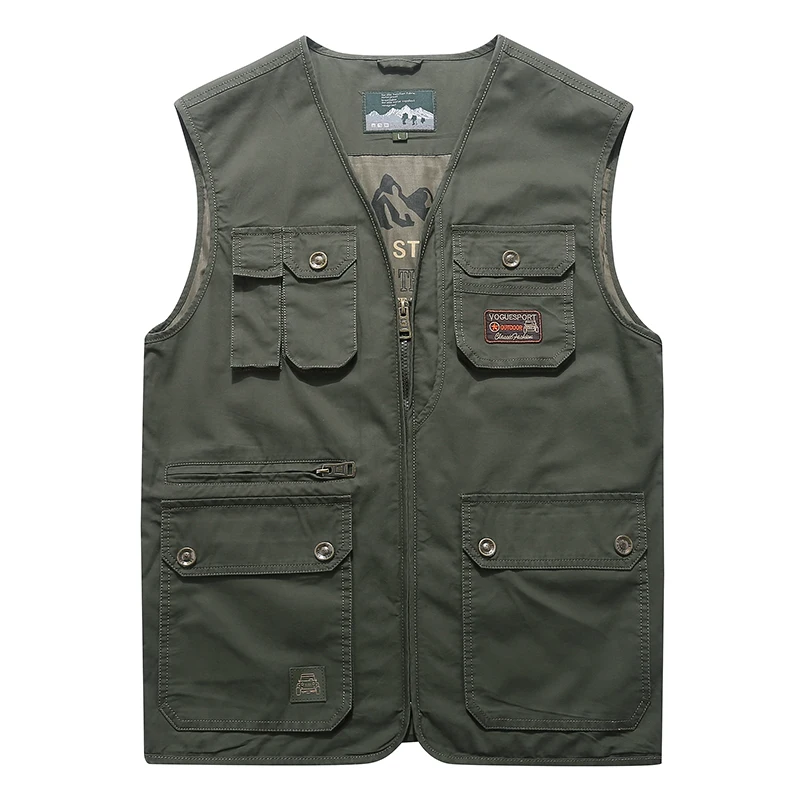 

Spring 2019 New Vest Men Casual Cotton Breathable Mens Waistcoat Plus Size 5XL Multi-pockets Collarless Summer Mens Vest Outwear