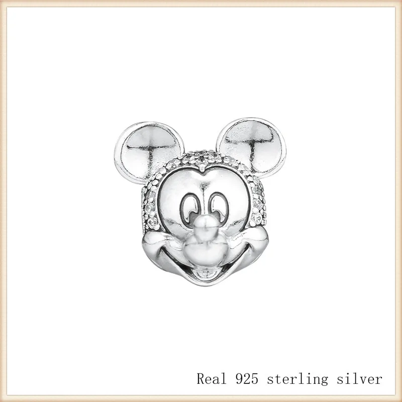 

Beads 100% 925 Sterling Silver Mickey Shimmering Portrait Clip Beads for Jewelry Making Fit Pandora Bracelets CL072