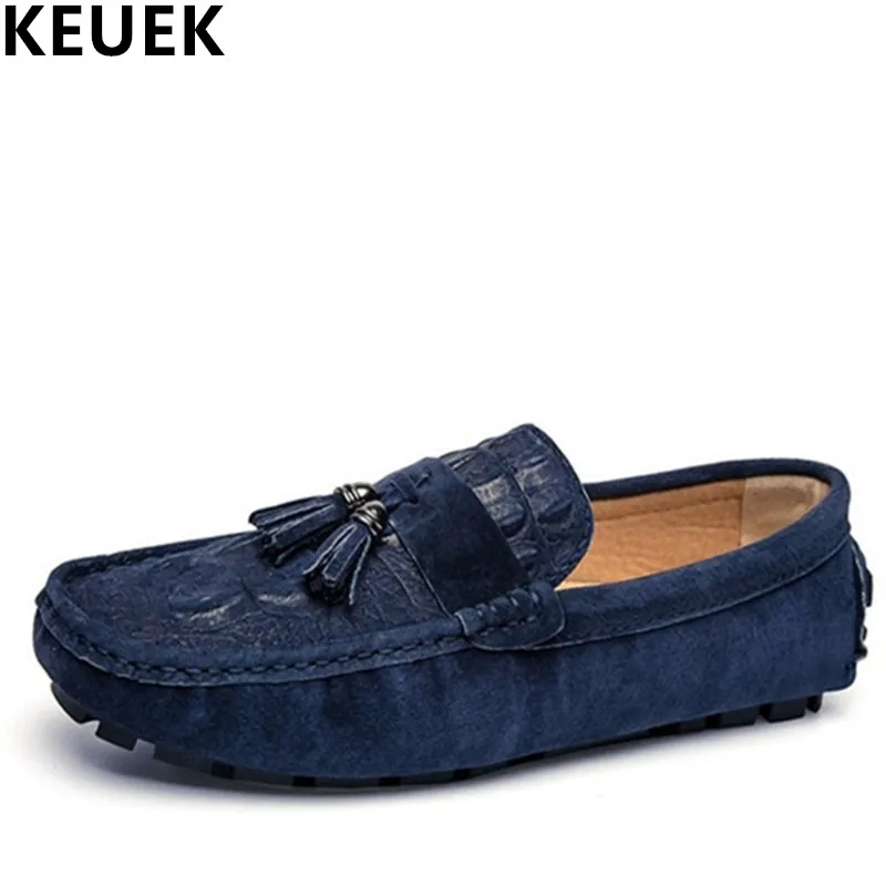 

Spring Autumn Male Flats Pigskin Alligator grain Moccasins Men boat shoes Loafers Genuine Leather Driving shoes 022