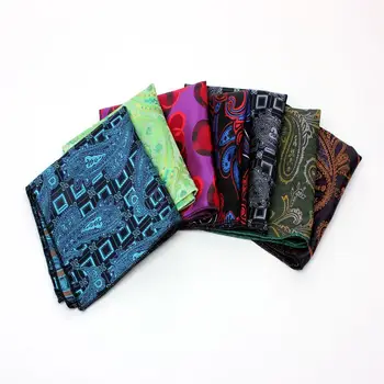 

New Fashion Geometric Blue Black Silk Stripes Pocket Square Hanky For Men Jacquard Woven Classic Wedding Party Handkerchief
