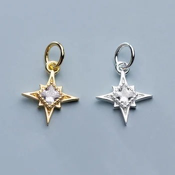 

925 Sterling Silver Big Zircon Paved Star Charms Fashion Women Men S925 Silver Pendants Acessories DIY Jewelry Making Supplier