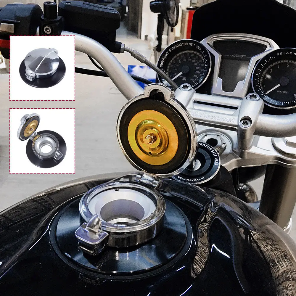 

Motorcycle Accessories Aluminum Black w/ Chrome Cap Monza Style Fuel Gas Tank Cap for BMW R NINE T R9T
